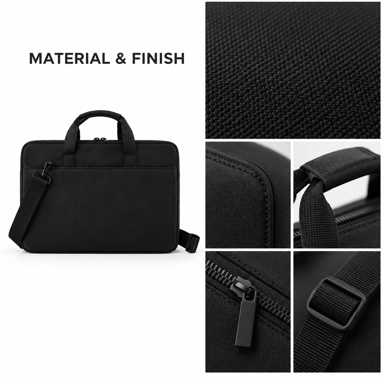 Panther Force 14in Laptop Bag Padded Carry Case Shoulder Strap Black Work Office 3 Panther Force 14in Laptop Bag Padded Carry Case Shoulder Strap Black Work Office - Image 3