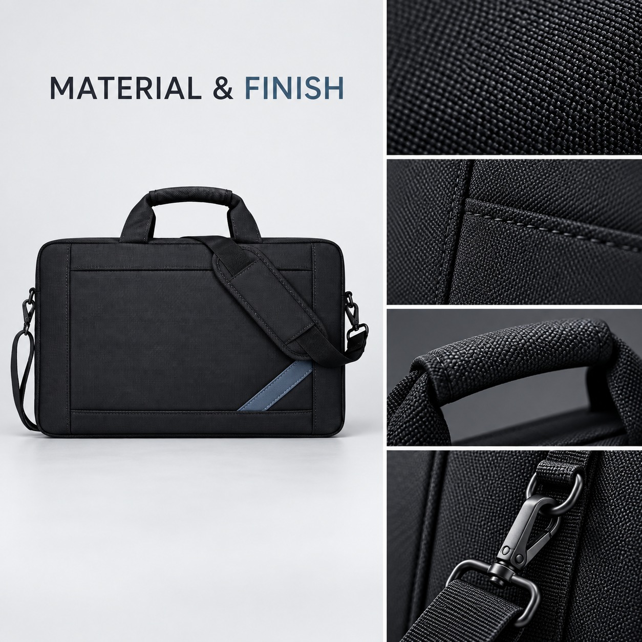 Panther Force 15.6in Laptop Bag Padded Carry Case Shoulder Strap Black Blue Work 5 Panther Force 15.6in Laptop Bag Padded Carry Case Shoulder Strap Black Blue Work - Image 5