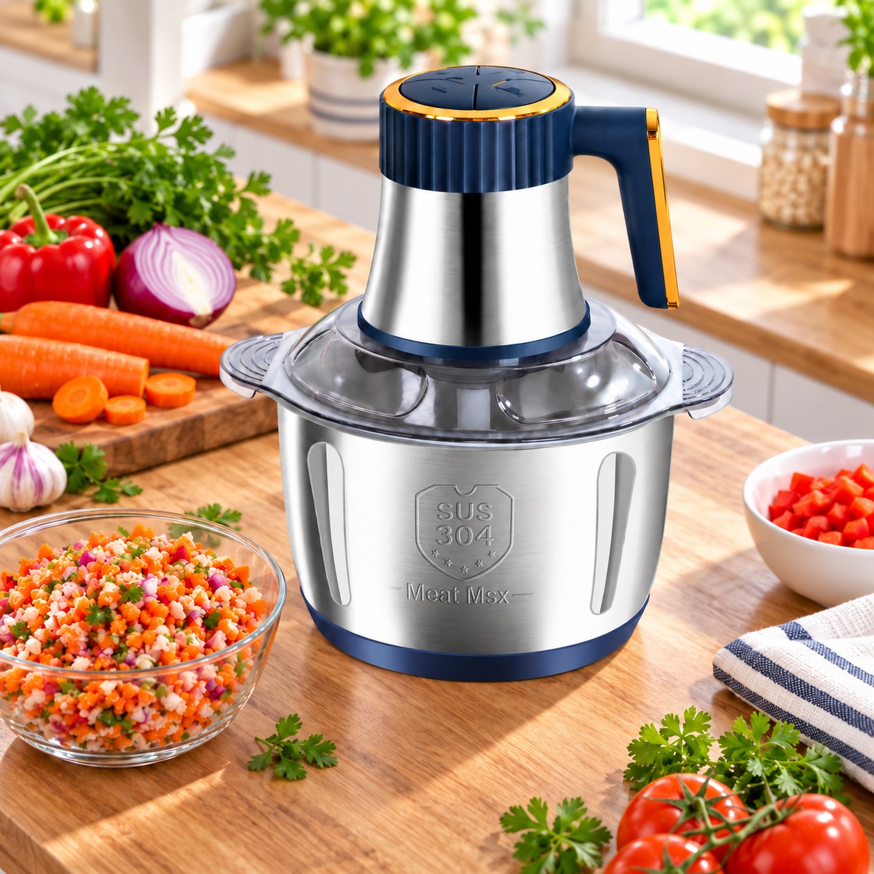 Electric Meat Grinder Food Chopper Mincer Stainless Steel 5L Bowl Kitchen Processor 5 Electric Meat Grinder Food Chopper Mincer Stainless Steel 5L Bowl Kitchen Processor - Image 5