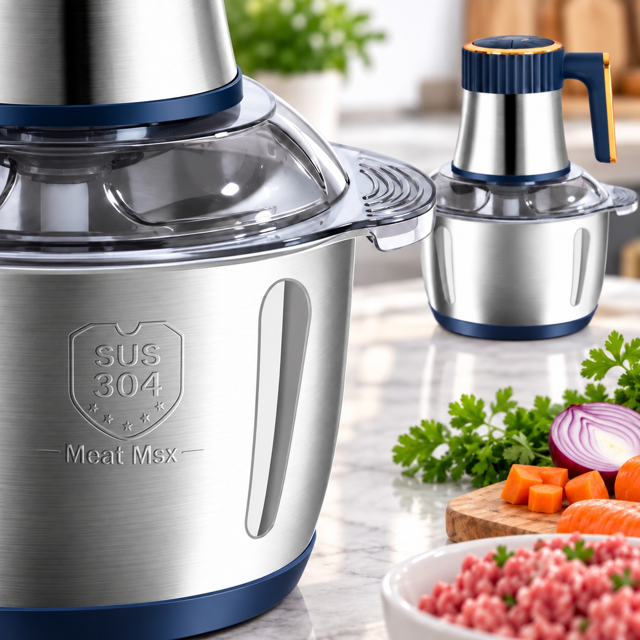 Electric Meat Grinder Food Chopper Mincer Stainless Steel 5L Bowl Kitchen Processor 4 Electric Meat Grinder Food Chopper Mincer Stainless Steel 5L Bowl Kitchen Processor - Image 4