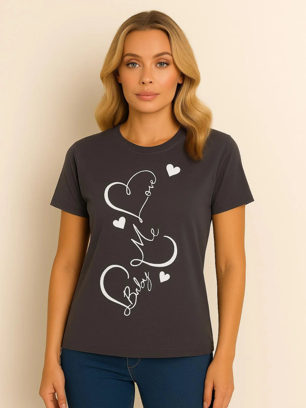 Love Me Baby” Heart Print T-Shirt 1 Love Me Baby” Heart Print T-Shirt