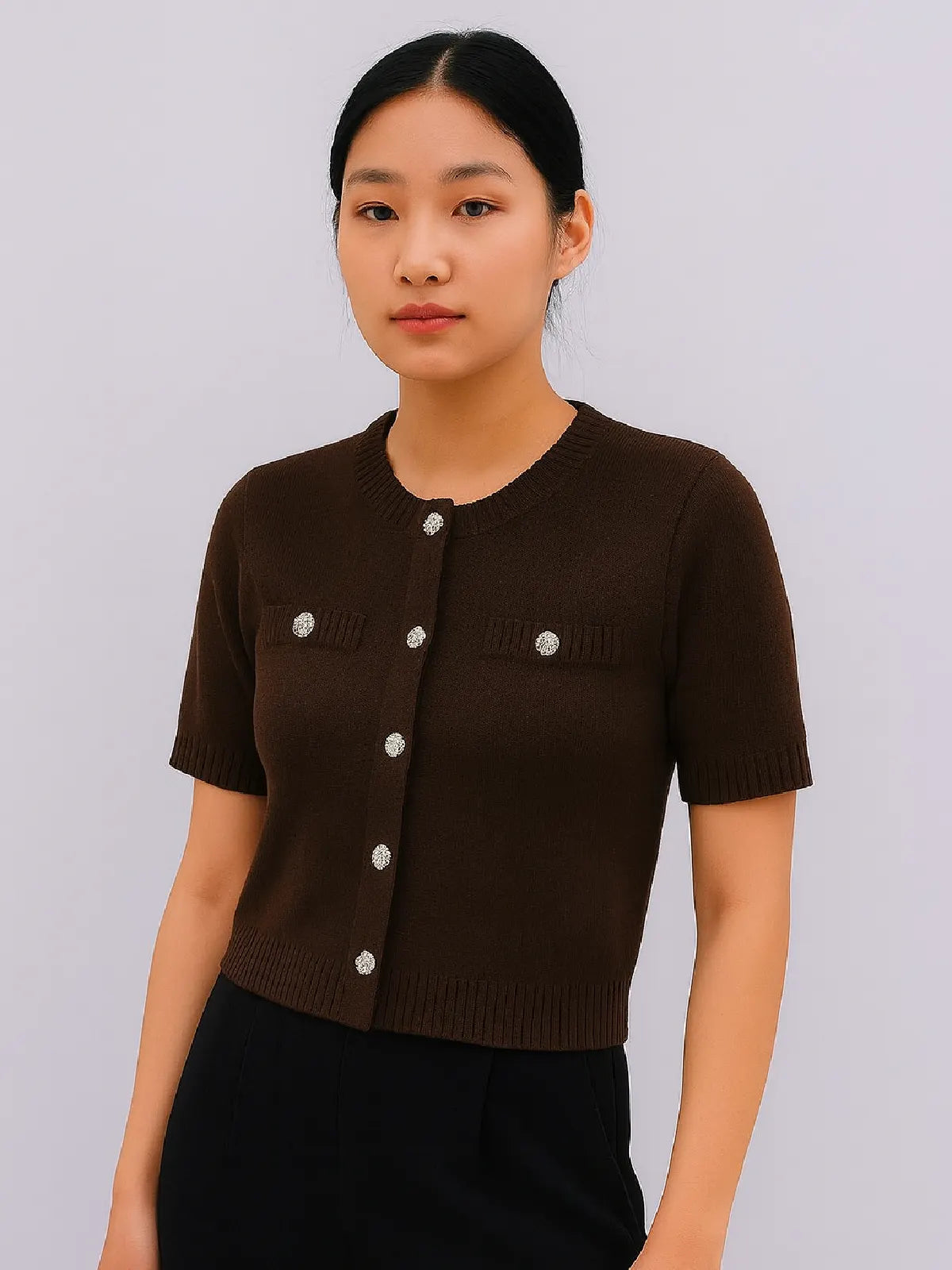 Ladies Short Sleeve Button Cardigan 4 Ladies Short Sleeve Button Cardigan - Image 4