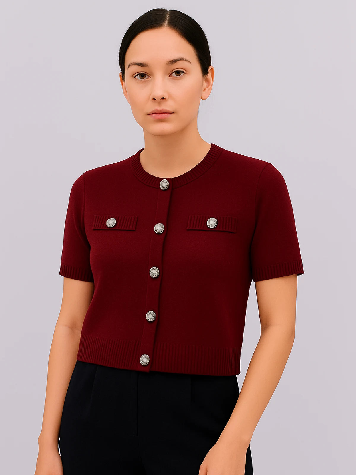 Ladies Short Sleeve Button Cardigan 5 Ladies Short Sleeve Button Cardigan - Image 5