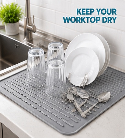Silicone Dish Drying Mat Non Slip Draining Pad Kitchen Sink Worktop Protector UK 8 Silicone Dish Drying Mat Non Slip Draining Pad Kitchen Sink Worktop Protector UK - Image 8