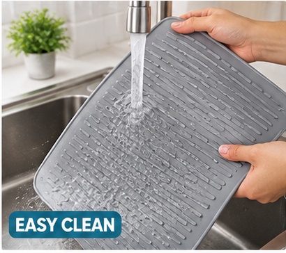 Silicone Dish Drying Mat Non Slip Draining Pad Kitchen Sink Worktop Protector UK 2 Silicone Dish Drying Mat Non Slip Draining Pad Kitchen Sink Worktop Protector UK - Image 2