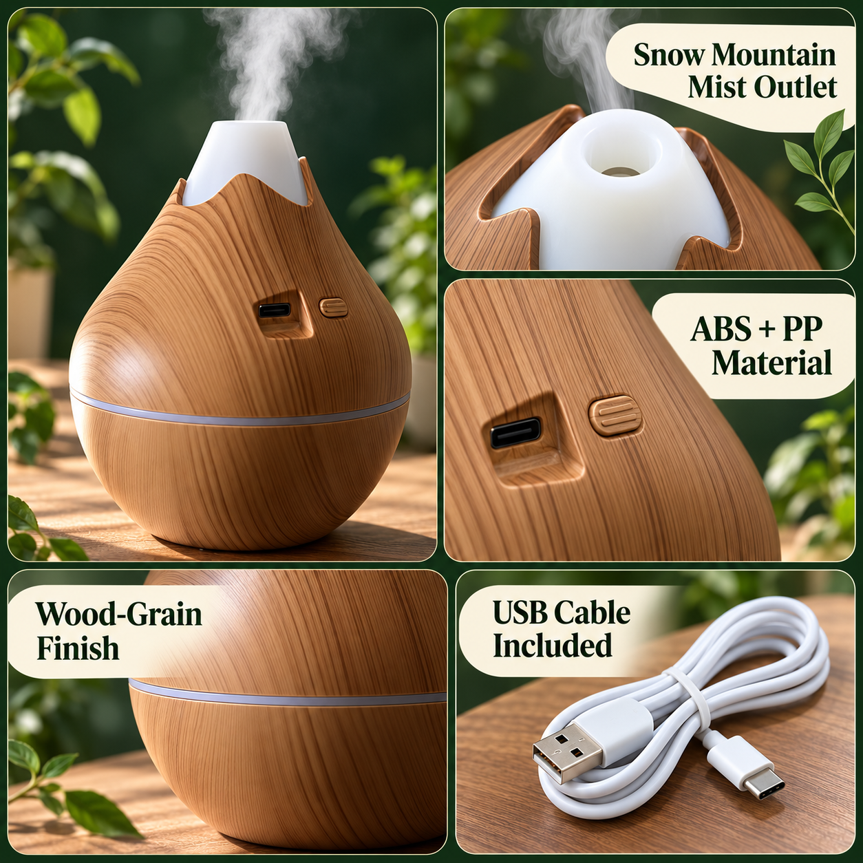 200ml USB Aroma Diffuser Humidifier Wood Grain LED Light 6x10ml Oils Gift Set UK Small 6 200ml USB Aroma Diffuser Humidifier Wood Grain LED Light 6x10ml Oils Gift Set UK Small - Image 6