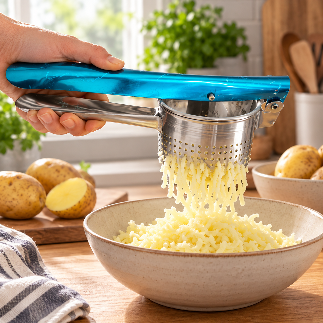 Stainless Steel Potato Ricer Masher Press for Fruit Vegetable Puree Kitchen Tool 3 Stainless Steel Potato Ricer Masher Press for Fruit Vegetable Puree Kitchen Tool - Image 3